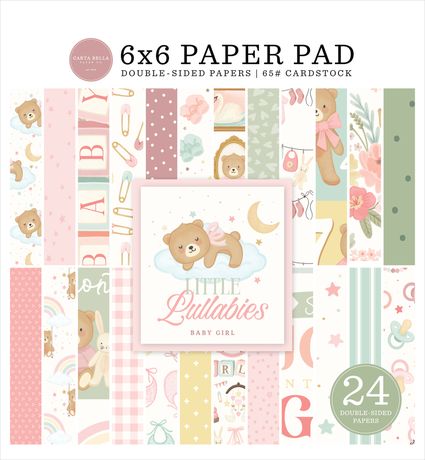 6x6 paper pad with baby-themed designs on a white background