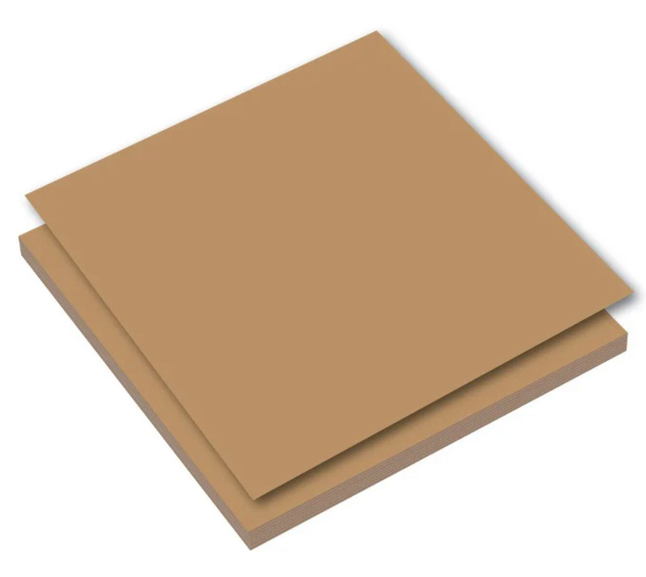 Two brown cardboard sheets on a white background