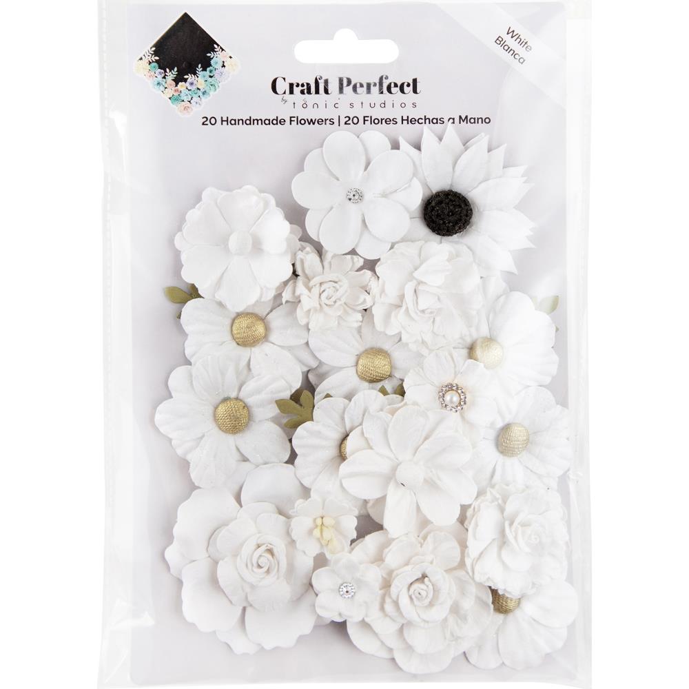 Craft Perfect Grad Flower Pack - White 20pk