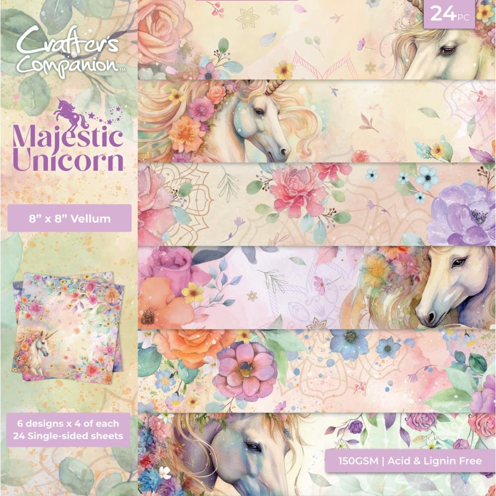 Crafters Companion Vellum Pad 8X8 - Majestic Unicorn
