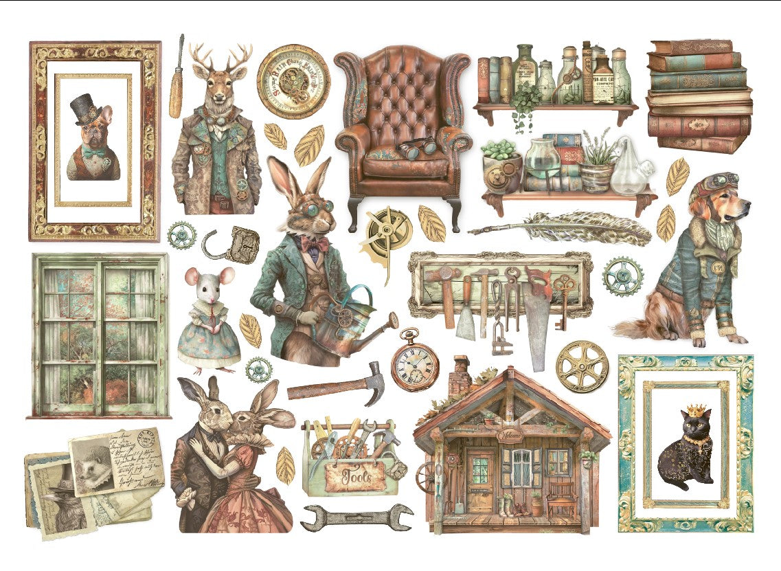 Stamperia Cardstock Ephemera Adhesive Paper Cut Outs - Alterego
