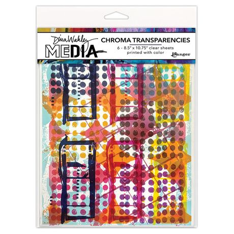 Dina Wakley Media Chroma Transparencies packaging with colorful design on a white background