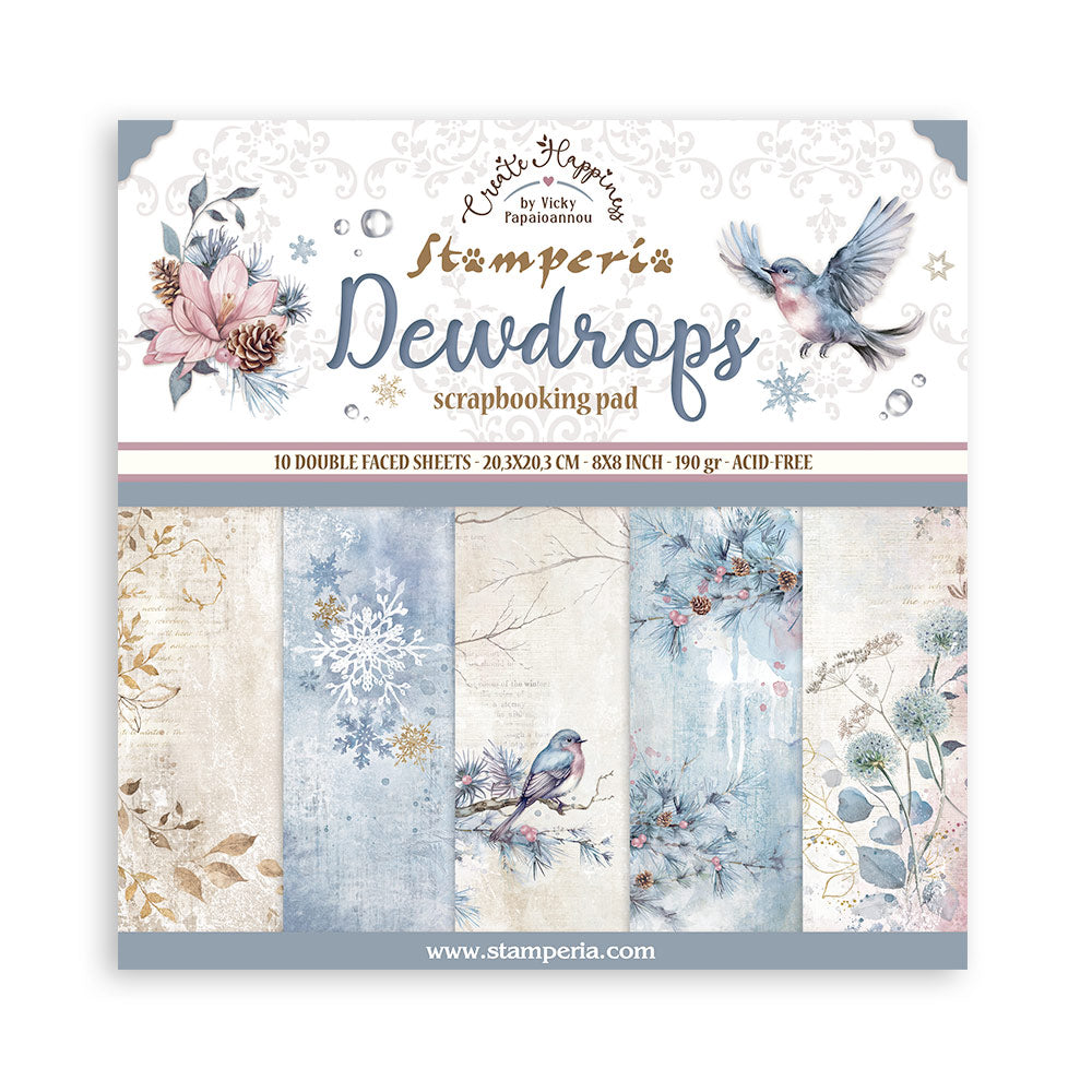 Stamperia Double-Sided Paper Pad 8x8 - Create Happiness Dewdrops