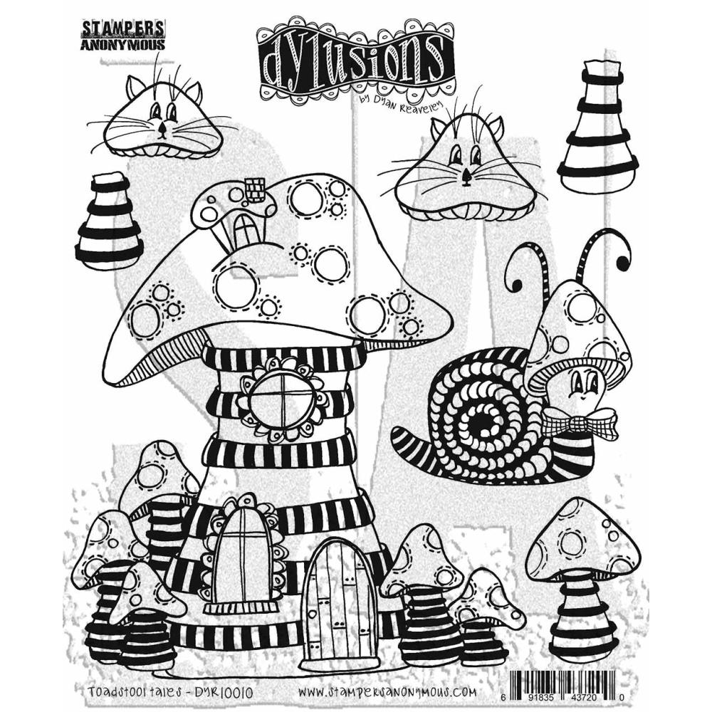 Dyan Reaveleys Dylusions Cling Stamp Collection - Toadstool Tales