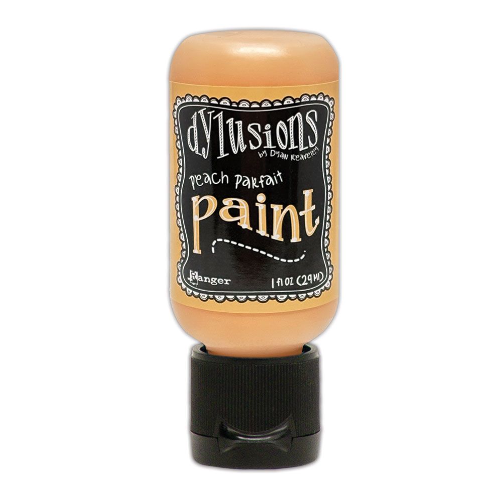 Dylusions Peach Parfait paint bottle on a white background
