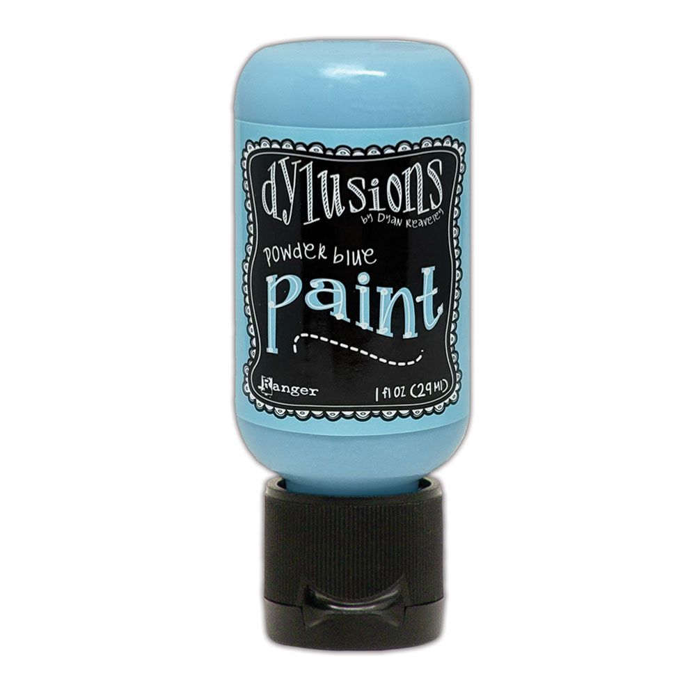 Bottle of Dylusions Powder Blue paint on a white background