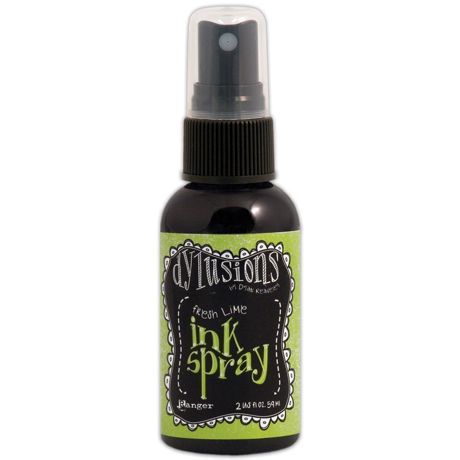 Bottle of Dylusions Ink Spray with green label on a white background