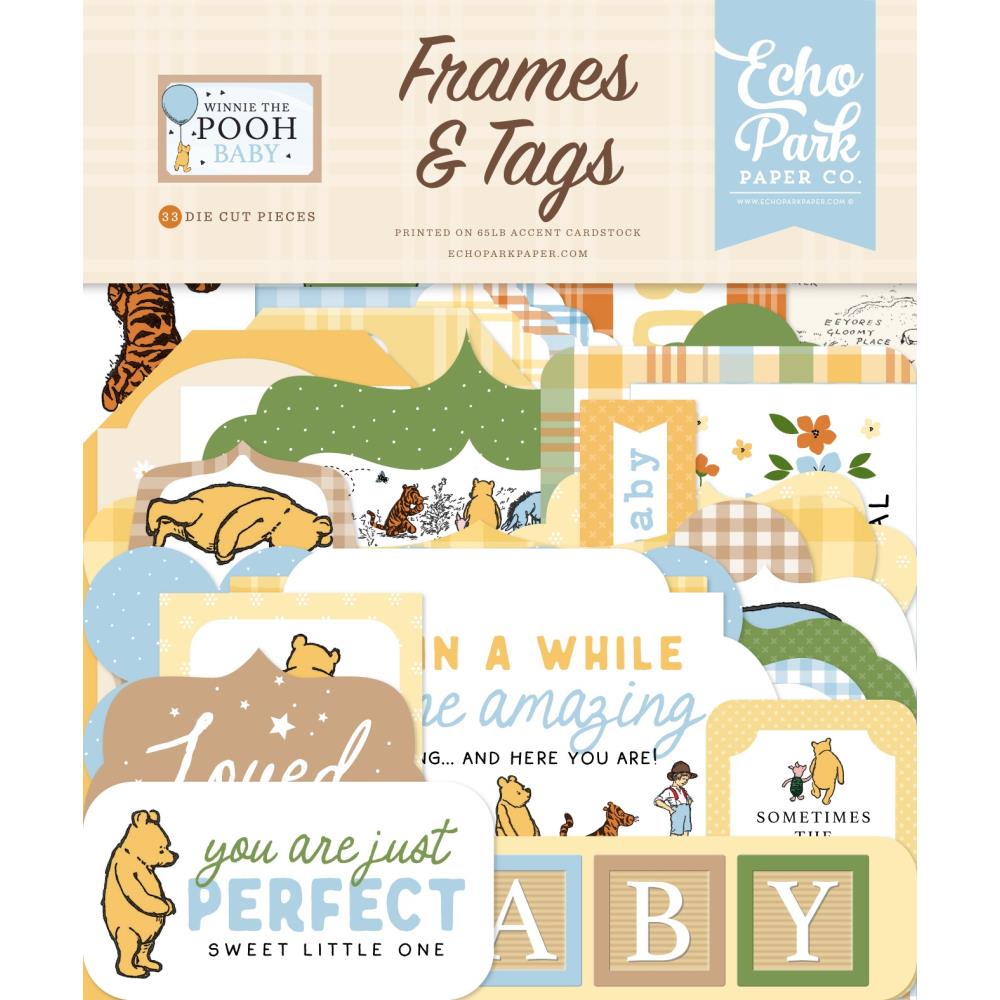Echo Park Cardstock Ephemera - Frames & Tags Winnie The Pooh Baby