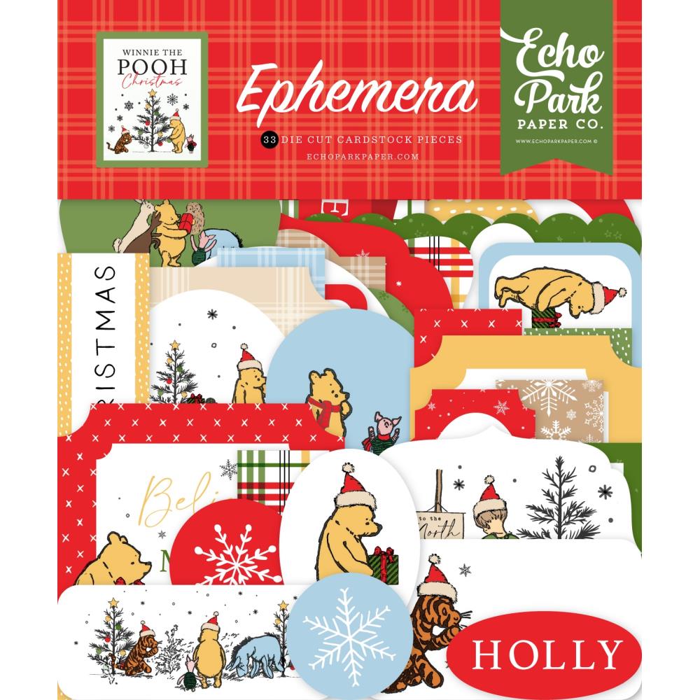 Echo Park Cardstock Ephemera - Icons - Winnie The Pooh Christmas