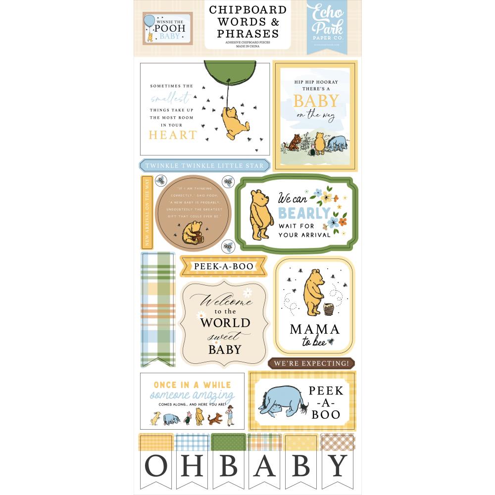 Echo Park Chipboard - Words & Phrases Winnie The Pooh Baby