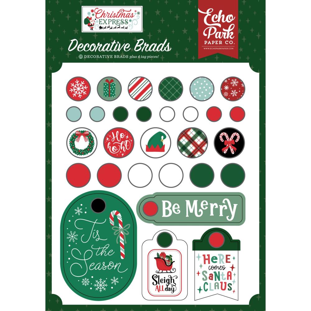 Echo Park Decorative Brads - Christmas Express