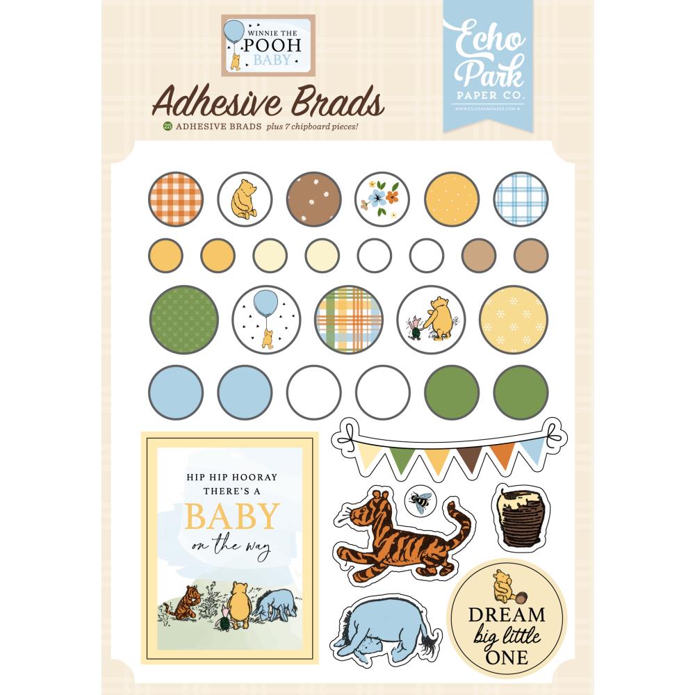 Echo Park Decorative Brads - Winnie The Pooh Baby