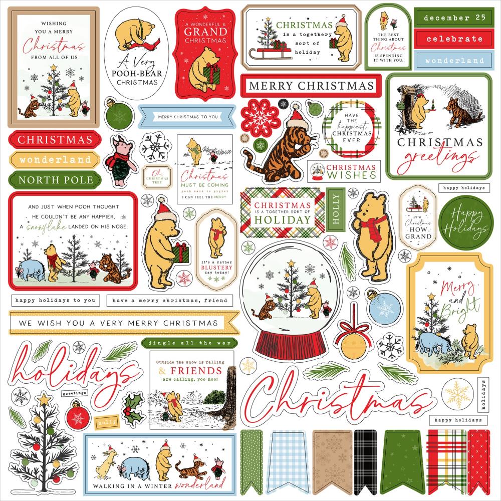Echo Park Sticker Book - Winnie The Pooh Christmas Cardstock Stickers