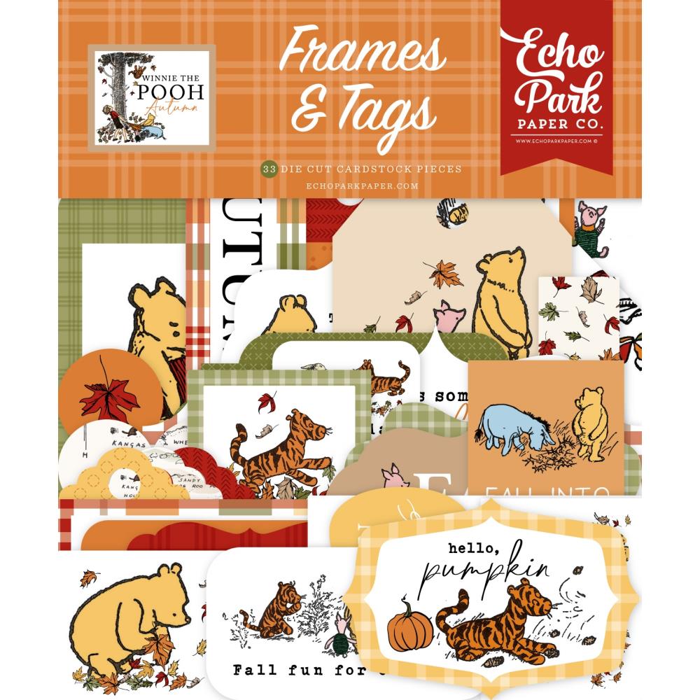Echo Park Winnie the Pooh Autumn Frames and Tags Ephemera for scrapbooking, card making, journaling, mixed media and seasonal paper crafts