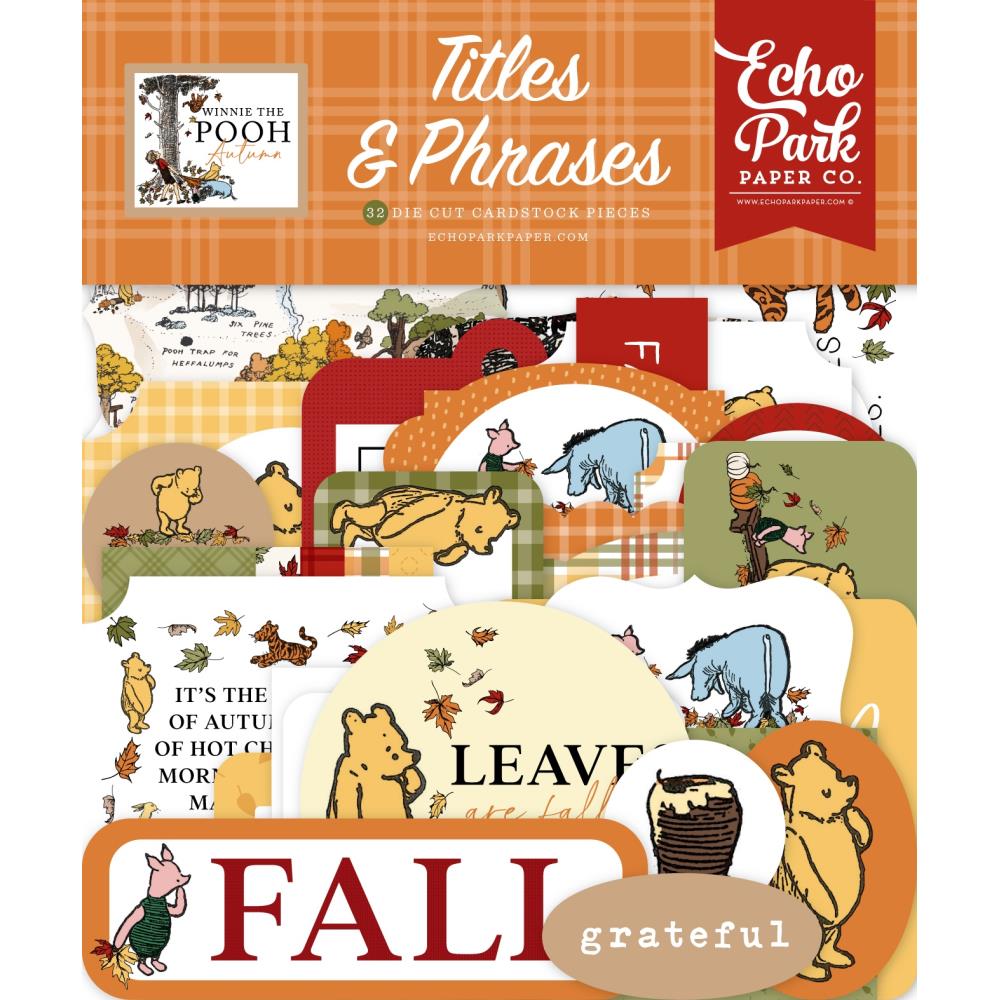 Echo Park Winnie the Pooh Autumn Icons Titles and Phrases Ephemera for scrapbooking, card making, journaling and seasonal paper crafts