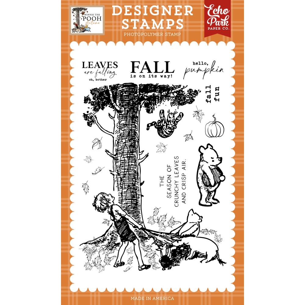 Echo Park Winnie the Pooh Autumn Crunchy Leaves and Crisp Air Stamp Set for card making, scrapbooking, journaling and seasonal paper crafts