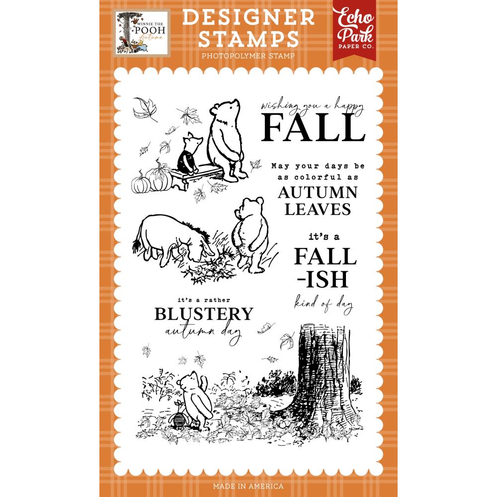 Echo Park Winnie the Pooh Autumn Fall-ish Kind of Day Stamp Set for card making, scrapbooking, journaling and seasonal paper crafts
