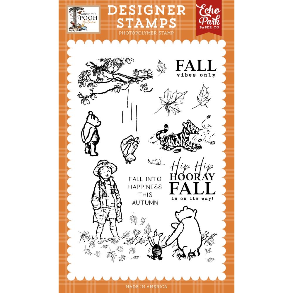 Echo Park Winnie the Pooh Autumn Fall Into Happiness Stamp Set for card making, scrapbooking, journaling and seasonal paper crafts
