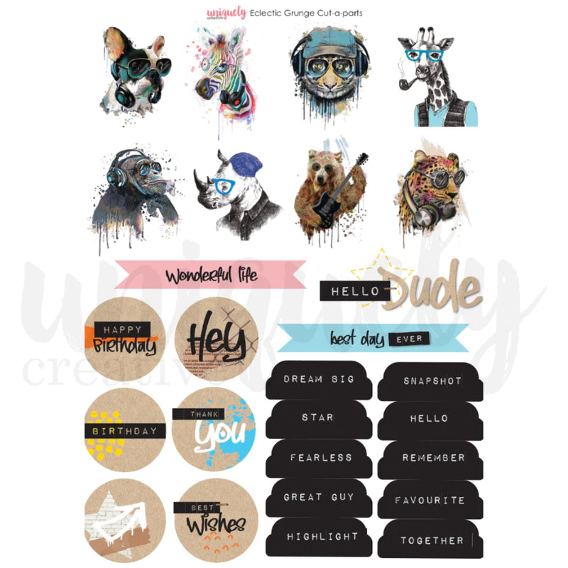 Uniquely Creative - Cut-a-parts Sheet - Electric Grunge