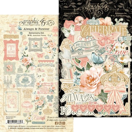 Decorative paper set with floral and text designs, featuring 'graphic 45' branding.