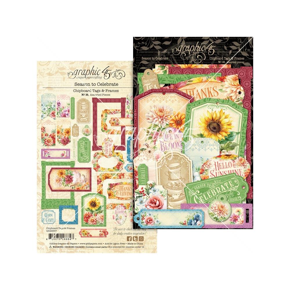 Graphic 45 Ephemera Die-Cut Assortment - Tags & Frames Season To Celebrate