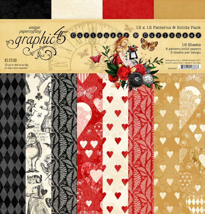Graphic 45 Patterns & Solids 12×12 - Curiouser & Curiouser