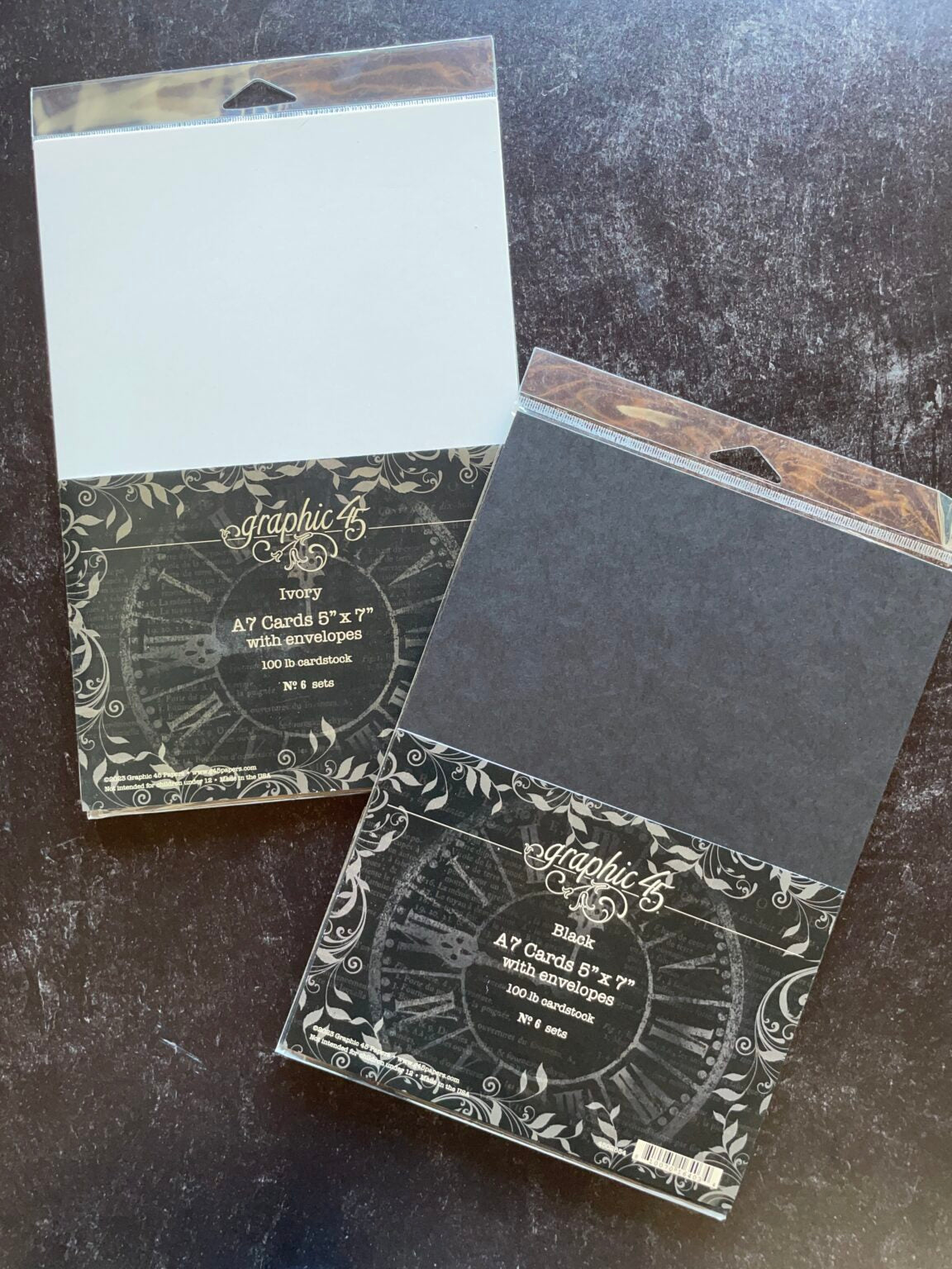 Graphic 45 Staples A7 Cards 5x7 with Envelopes – Black