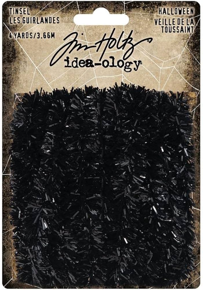 Idea-Ology - Black Tinsel Trimmings 4yd Halloween