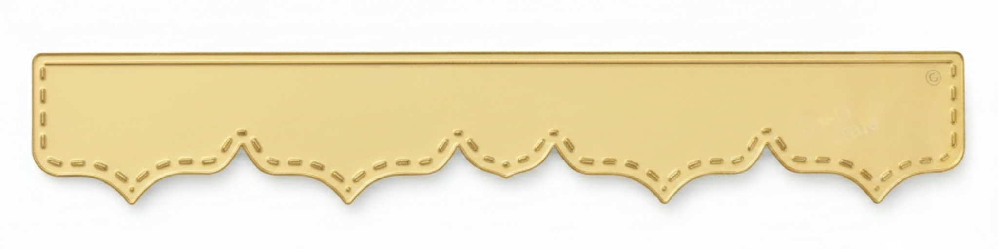 Decorative gold scalloped border on a white background