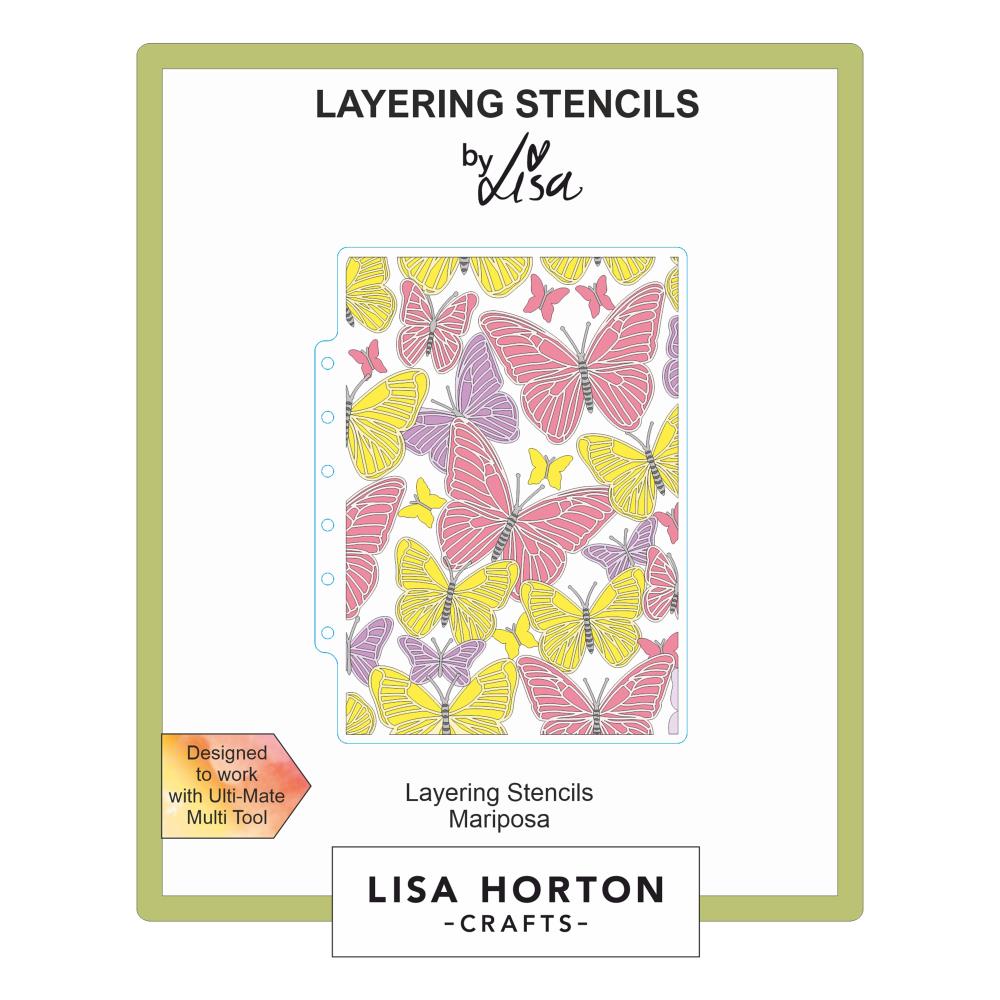 "Lisa Horton Crafts Layering Stencil – Mariposa butterfly design for layered cardmaking, scrapbooking, and papercrafts"