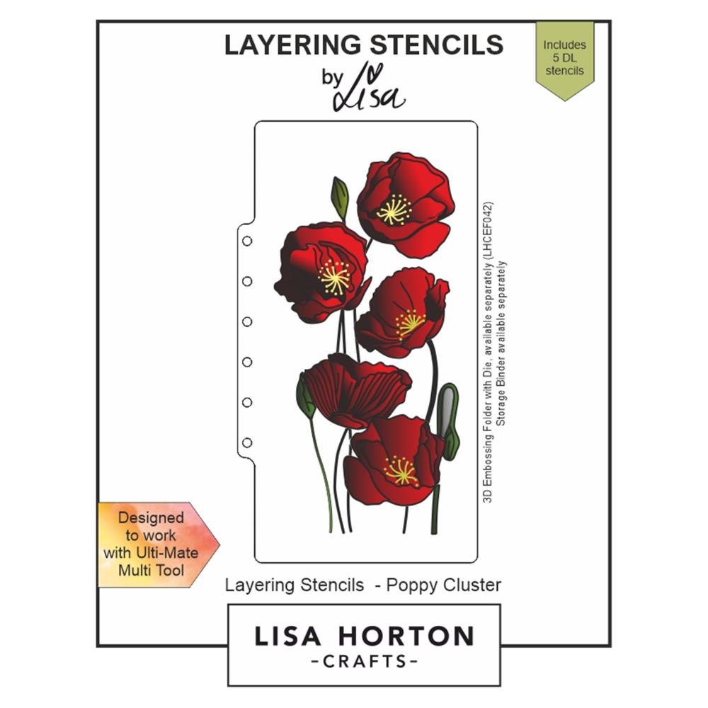 "Lisa Horton Crafts Layering Stencil – Poppy Cluster for cardmaking, scrapbooking, and layered floral designs"
