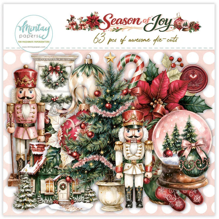 Christmas-themed product packaging with decorative elements and 'Season of Joy' text.