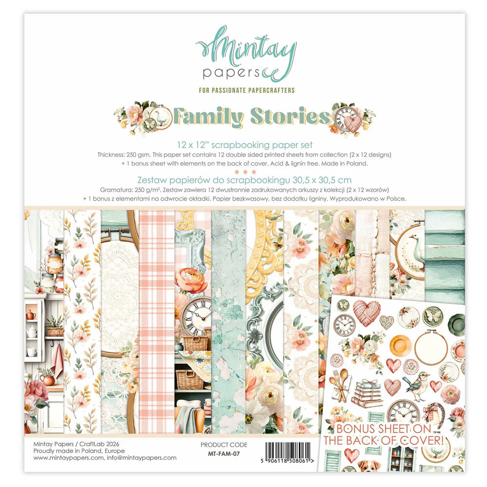 Floral and elemental paper craft pad on a white background