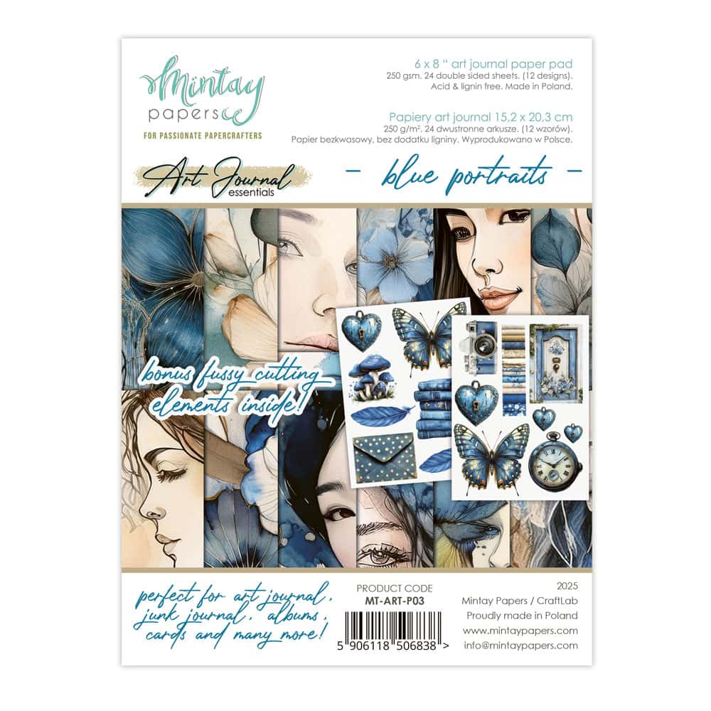 Blue watercolour illustrations with womens faces on a white background