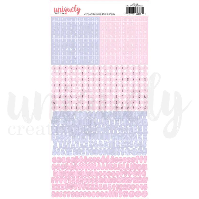 Uniquely Creative - Mixed Pink Alpha Stickers - Pink