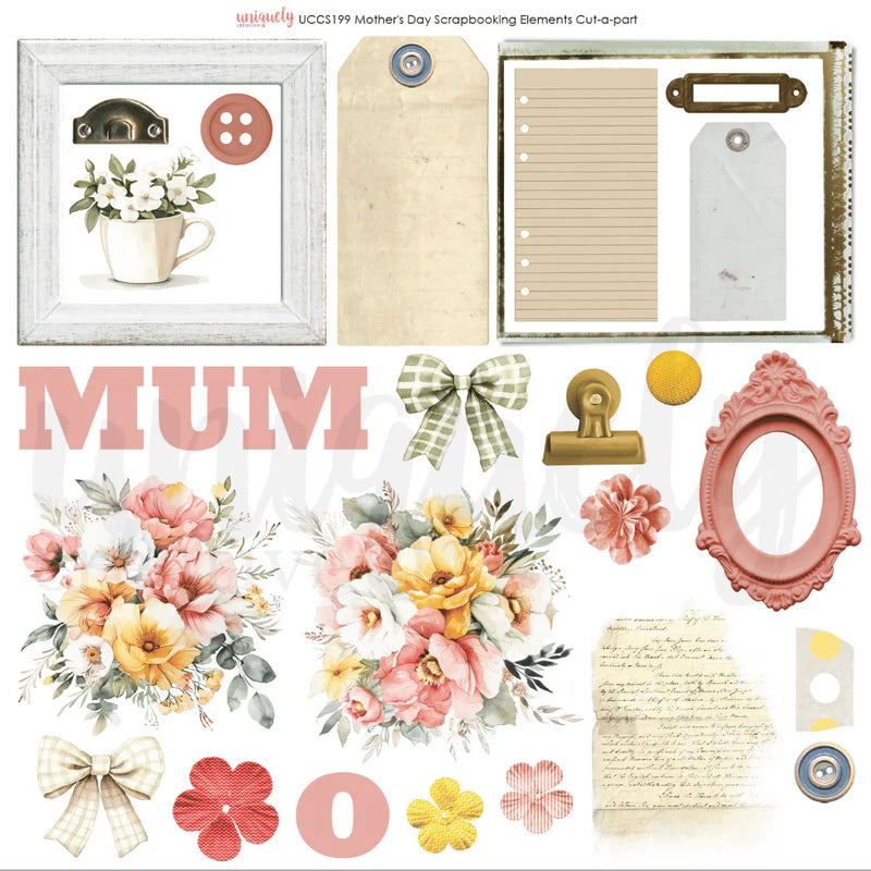 Uniquely Creative - 12x12 Mother's Day Scrapbooking Elements Cut-a-part