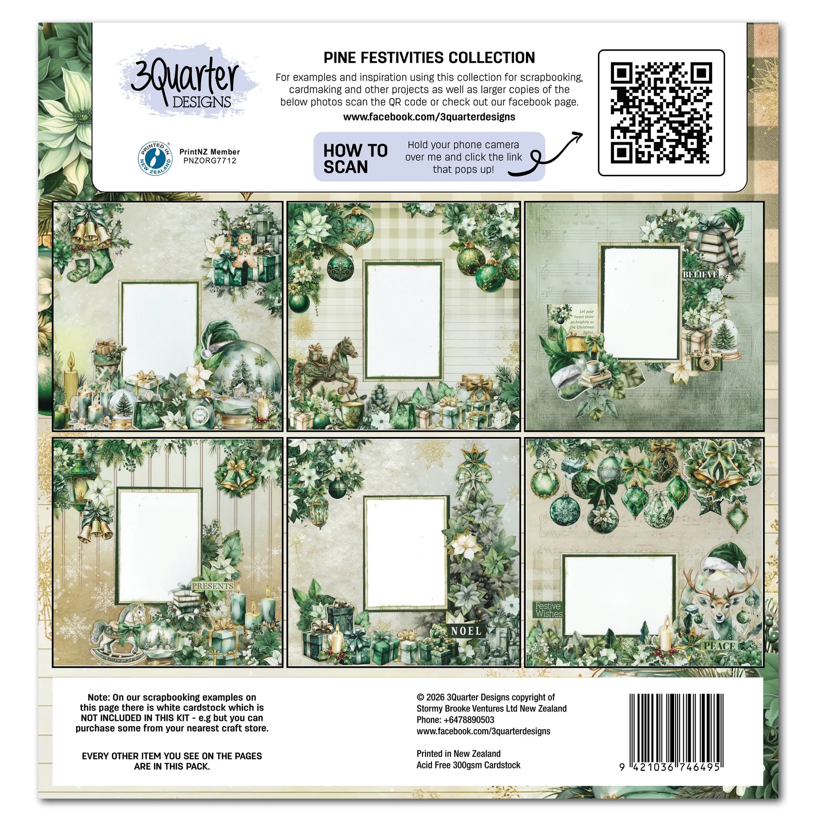 3Quarter Designs 12x12 Paper Pack - Pine Festivities