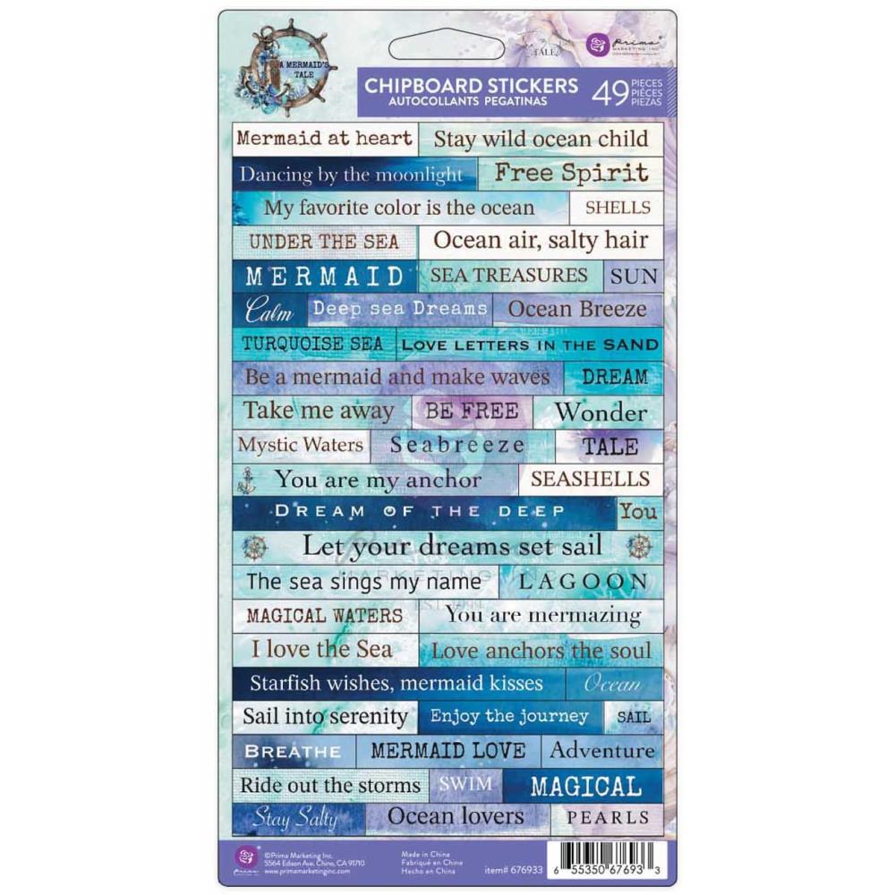 Prima Marketing Chipboard Stickers 49pk - A Mermaids Tale