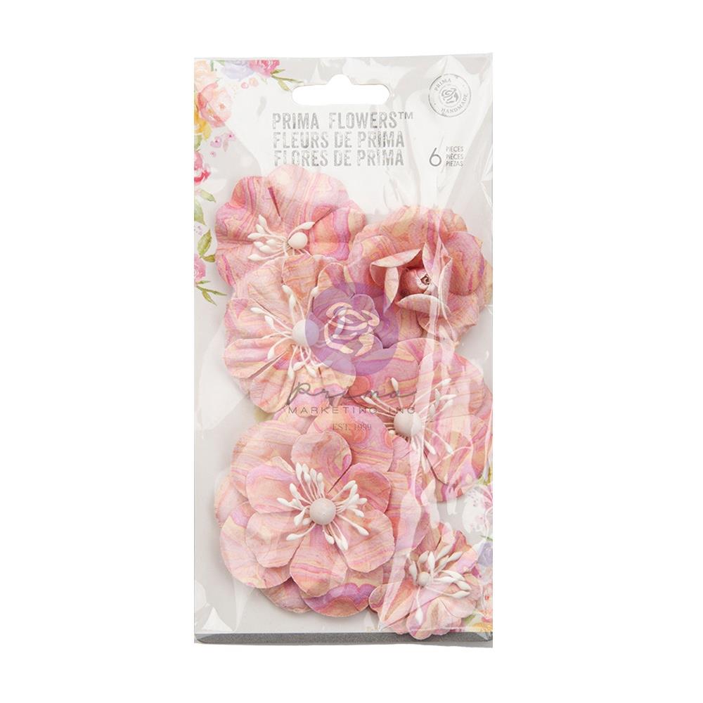 Prima Marketing Mulberry Paper Flowers - Marbled With Love Strawberry Milkshake