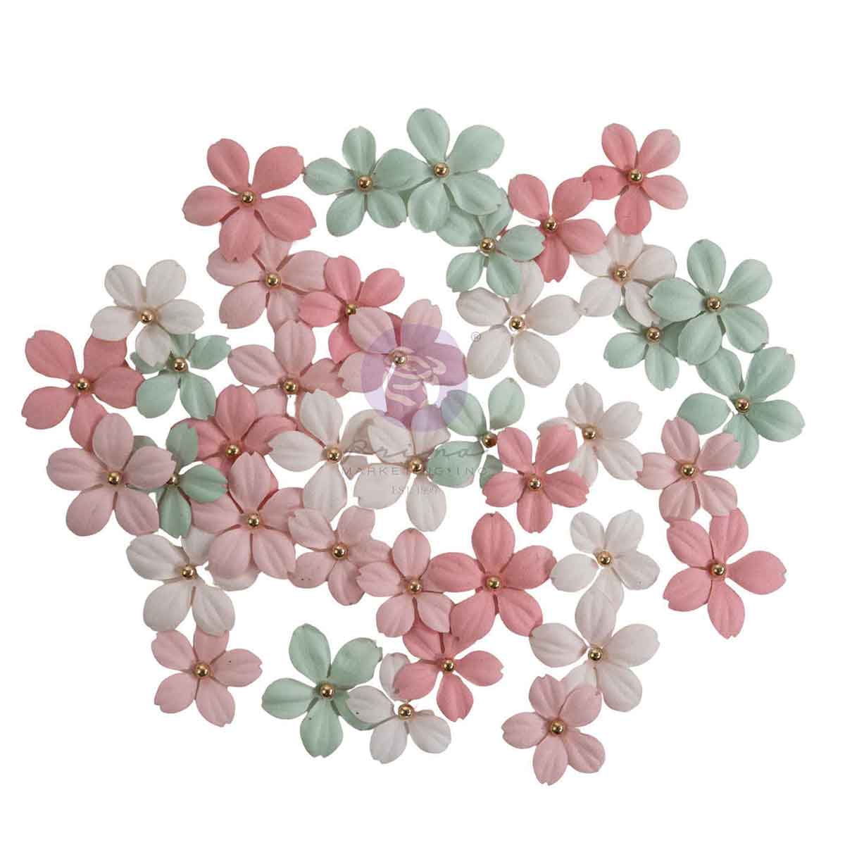 Heart-shaped arrangement of pink, green, and white flowers on a white background