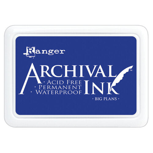 Ranger Archival Ink pad with blue background and white text on a white background