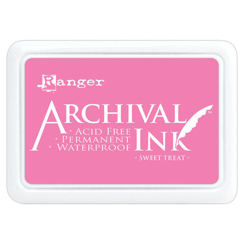 Pink archival ink pad with Ranger logo on a white background