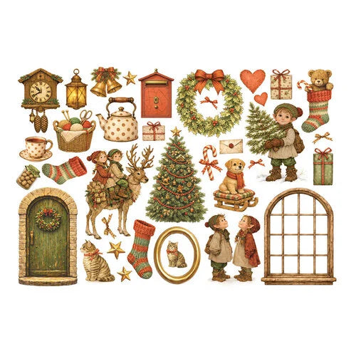 Stamperia Cardstock Ephemera Adhesive Paper Cut Outs - Silent Night