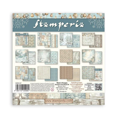 Stamperia Backgrounds Double-Sided Paper Pad 8x8 - White Christmas
