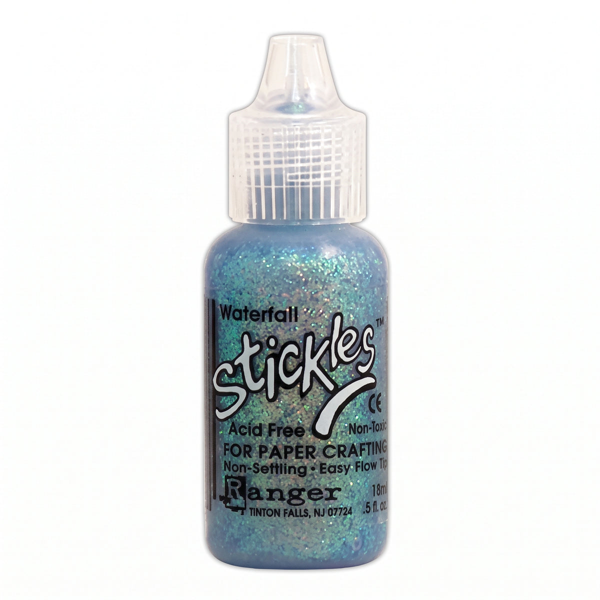 Ranger Stickles glitter glue in a clear squeeze bottle with a precision applicator tip