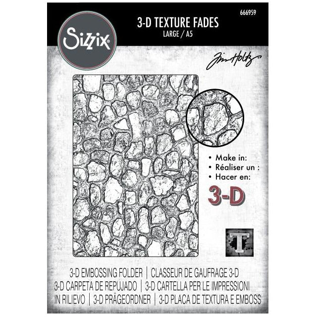 Sizzix 3-D Texture Fades embossing folder packaging on a white background