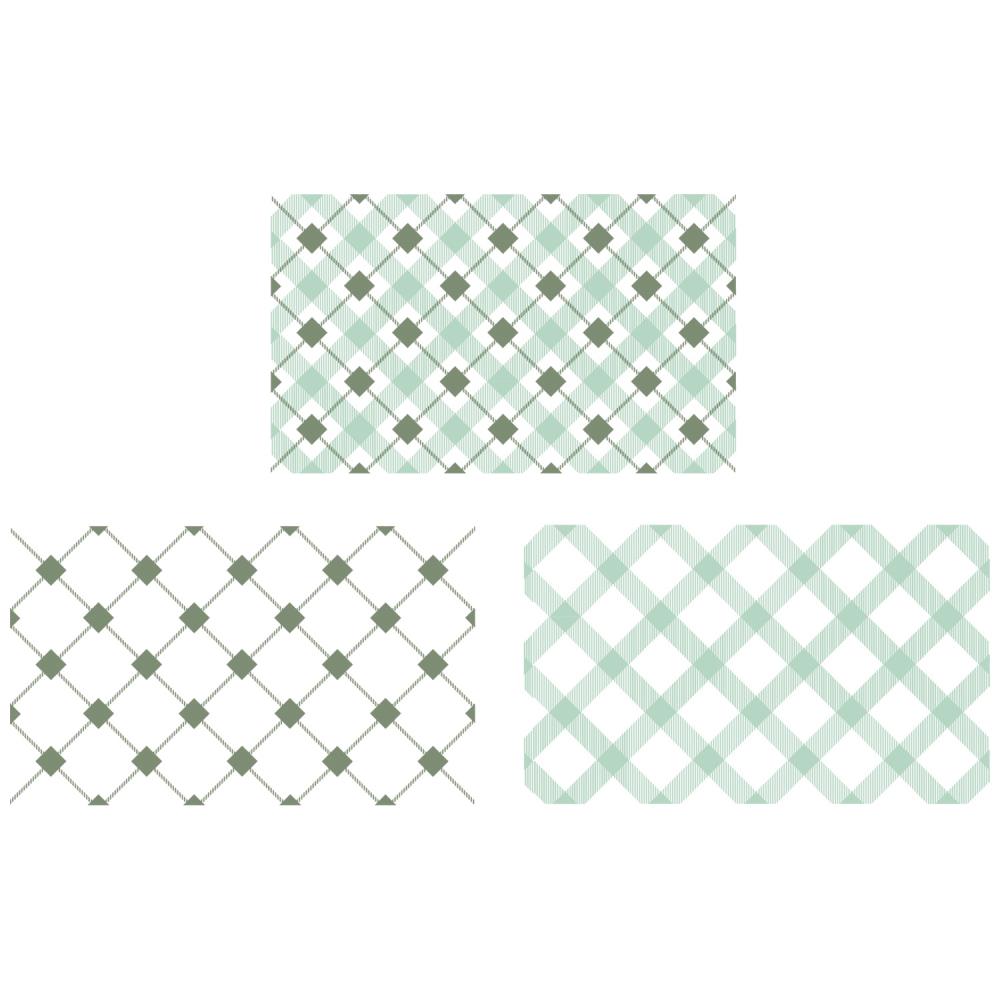 “Sizzix Clear Stamp Set by 49 & Market – Tartan, featuring 2 large clear stamps with detailed plaid patterns for holiday cards, scrapbooking, and décor.”