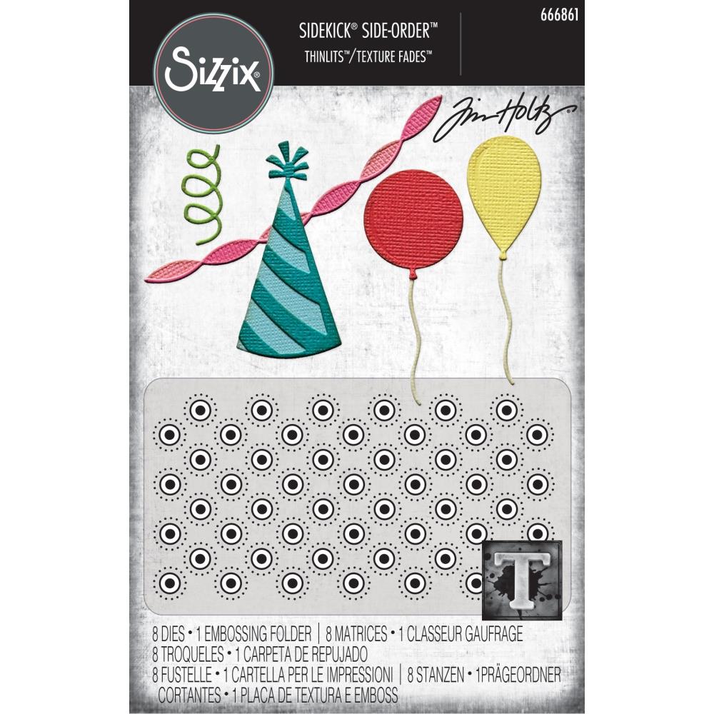 Sizzix Sidekick Texture Fades Embossing Folder By Tim Holtz - Birthday