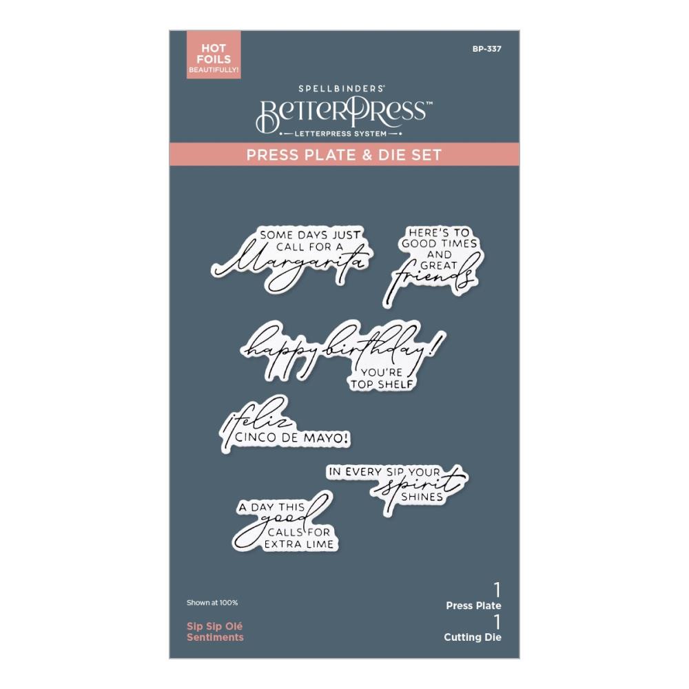 Spellbinders BetterPress press plate and die set with various sentiments