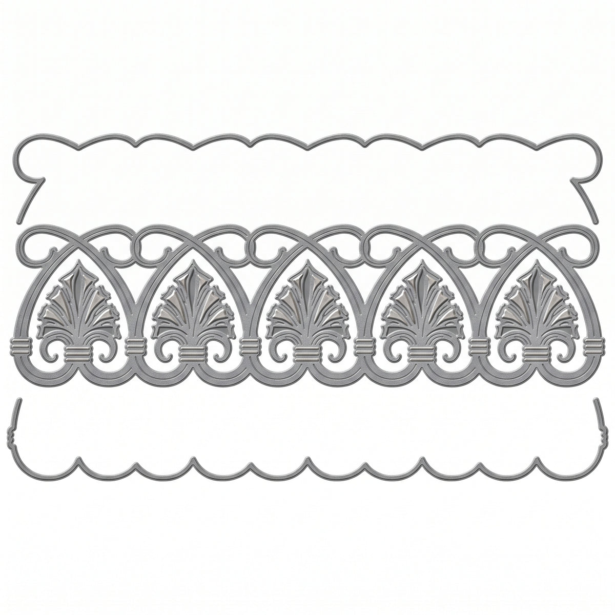 Spellbinders Art Deco Shells Duality etched die with repeating ornate arches and leaf motifs